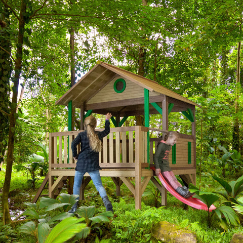 Image of AXI Meeko PlayTower Bruin/groen incl rode glijbaan