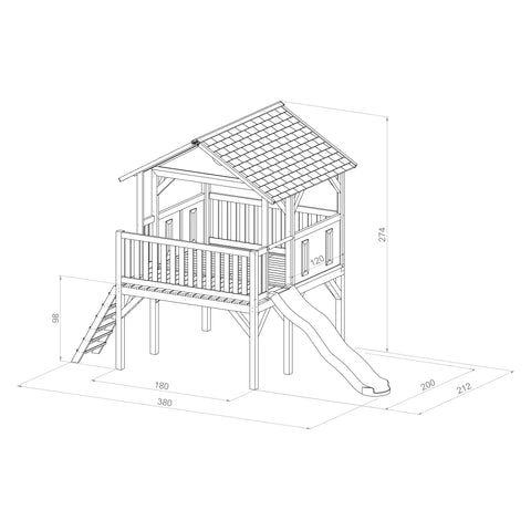 Image of AXI Baloo PlayTower Bruin/groen incl groene glijbaan