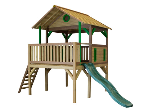 Image of AXI Baloo PlayTower Bruin/groen incl groene glijbaan