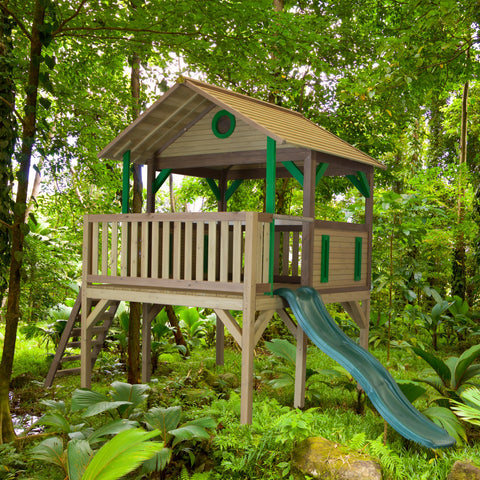 Image of AXI Baloo PlayTower Bruin/groen incl groene glijbaan