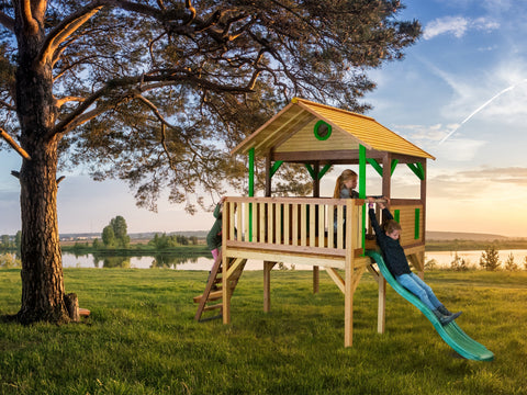 Image of AXI Baloo PlayTower Bruin/groen incl groene glijbaan