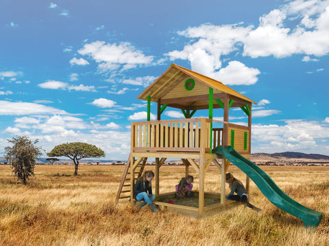 Image of AXI Simba PlayTower Bruin/groen incl groene glijbaan