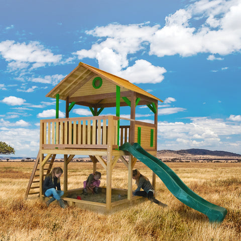 Image of AXI Simba PlayTower Bruin/groen incl groene glijbaan