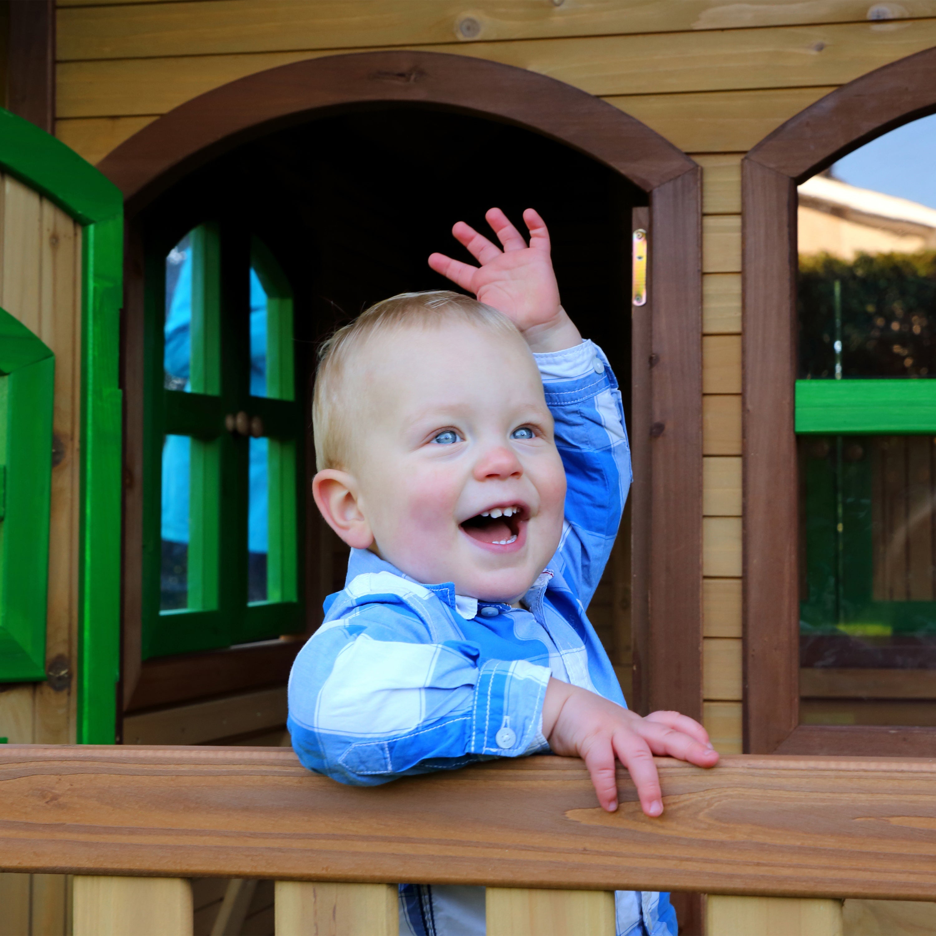 AXI Tom Playhouse Bruin/Groen incl rode glijbaan