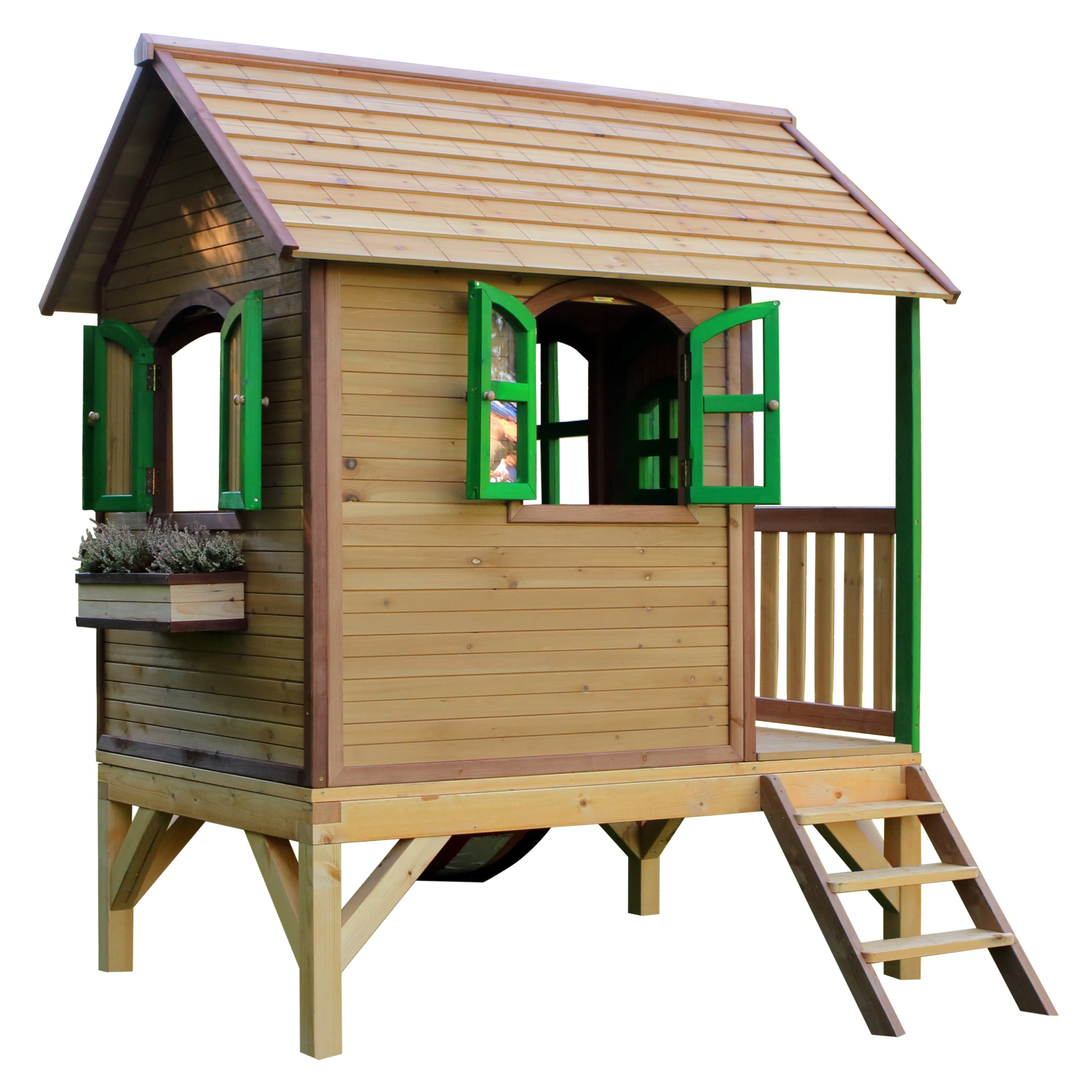 AXI Tom Playhouse Bruin/Groen incl rode glijbaan