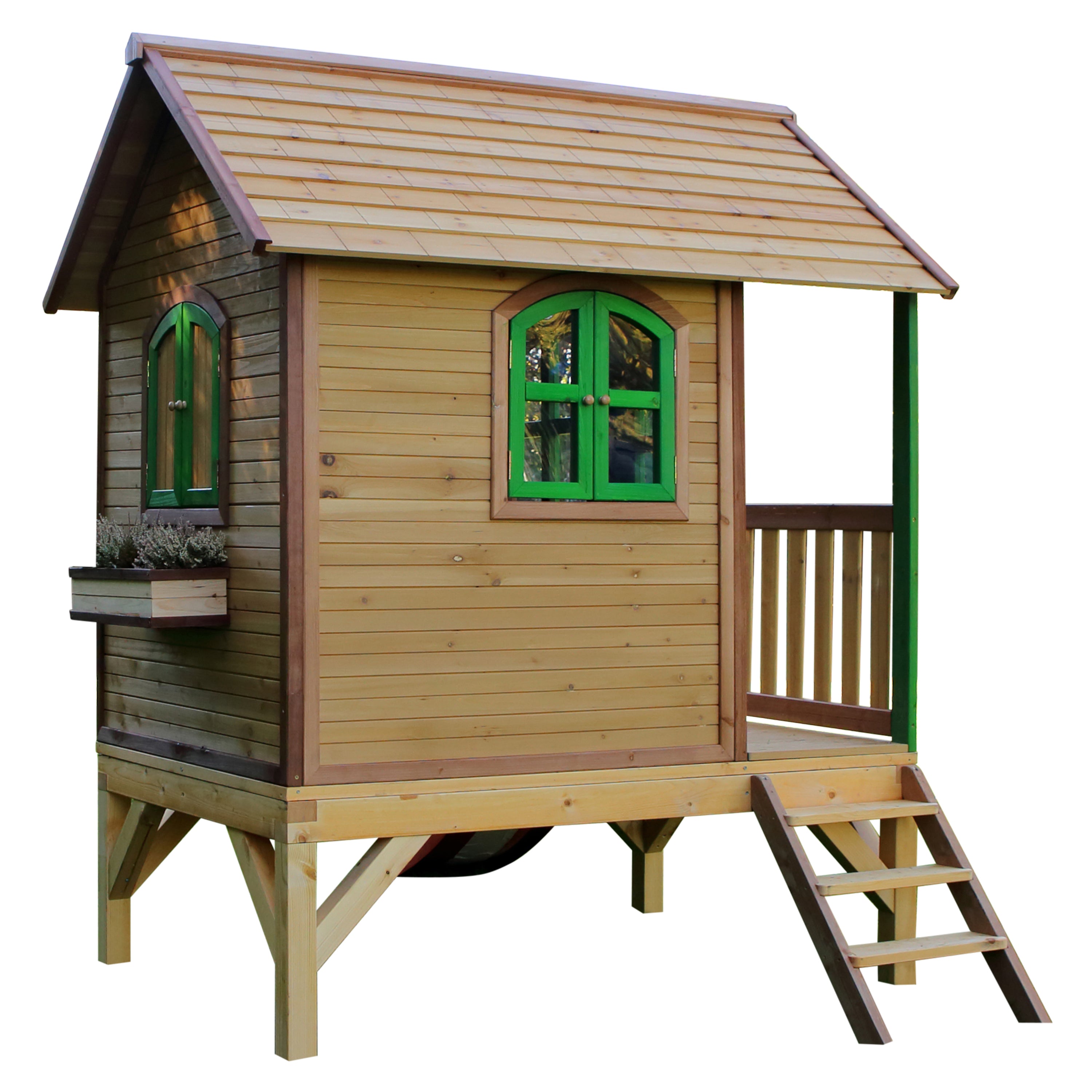 AXI Tom Playhouse Bruin/Groen incl rode glijbaan
