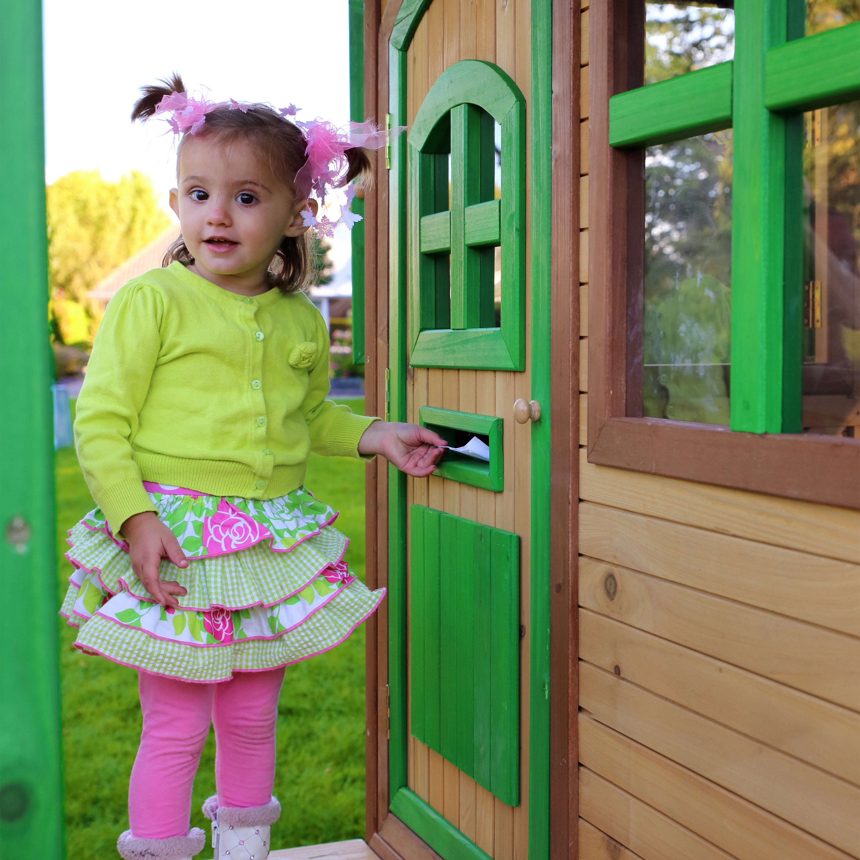 AXI Tom Playhouse Bruin/Groen incl rode glijbaan