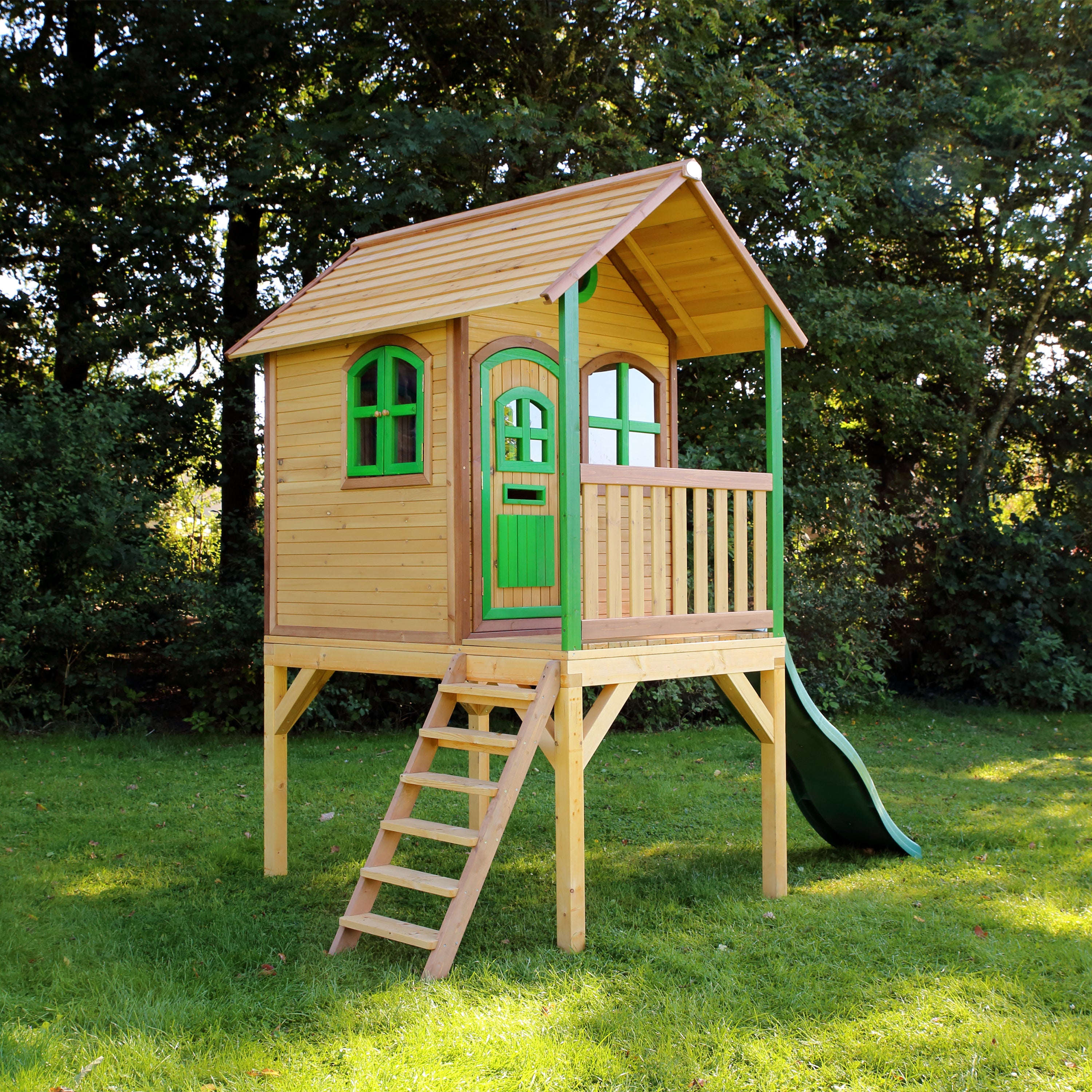 AXI Laura Playhouse Bruin/Groen incl groene glijbaan