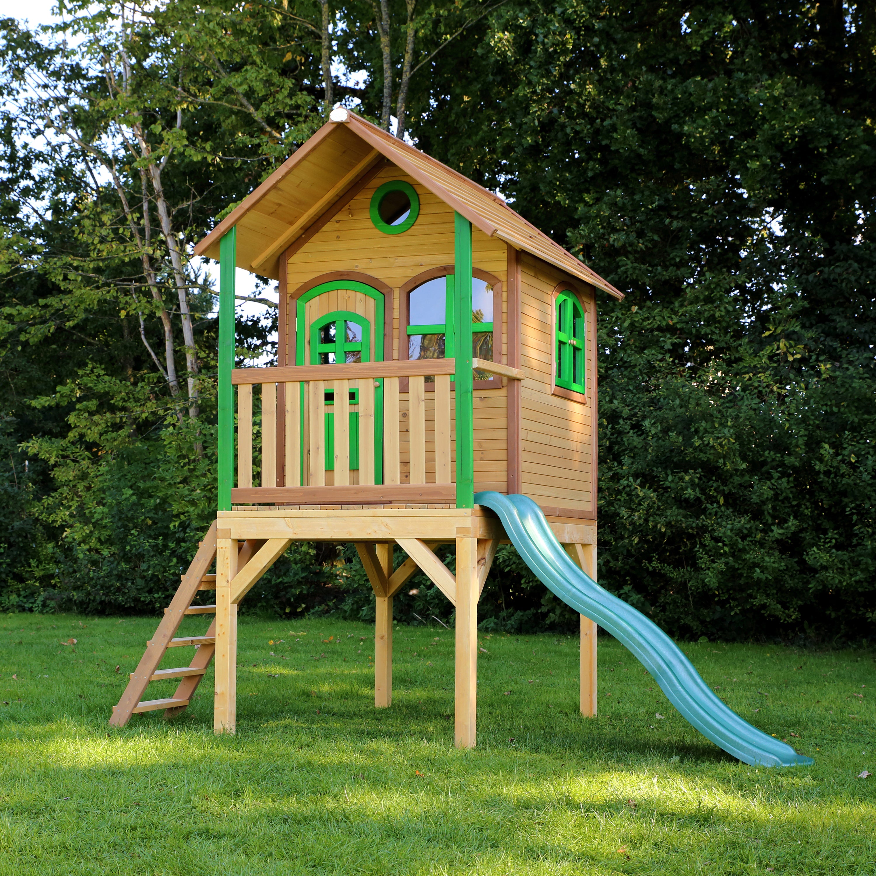AXI Laura Playhouse Bruin/Groen incl groene glijbaan