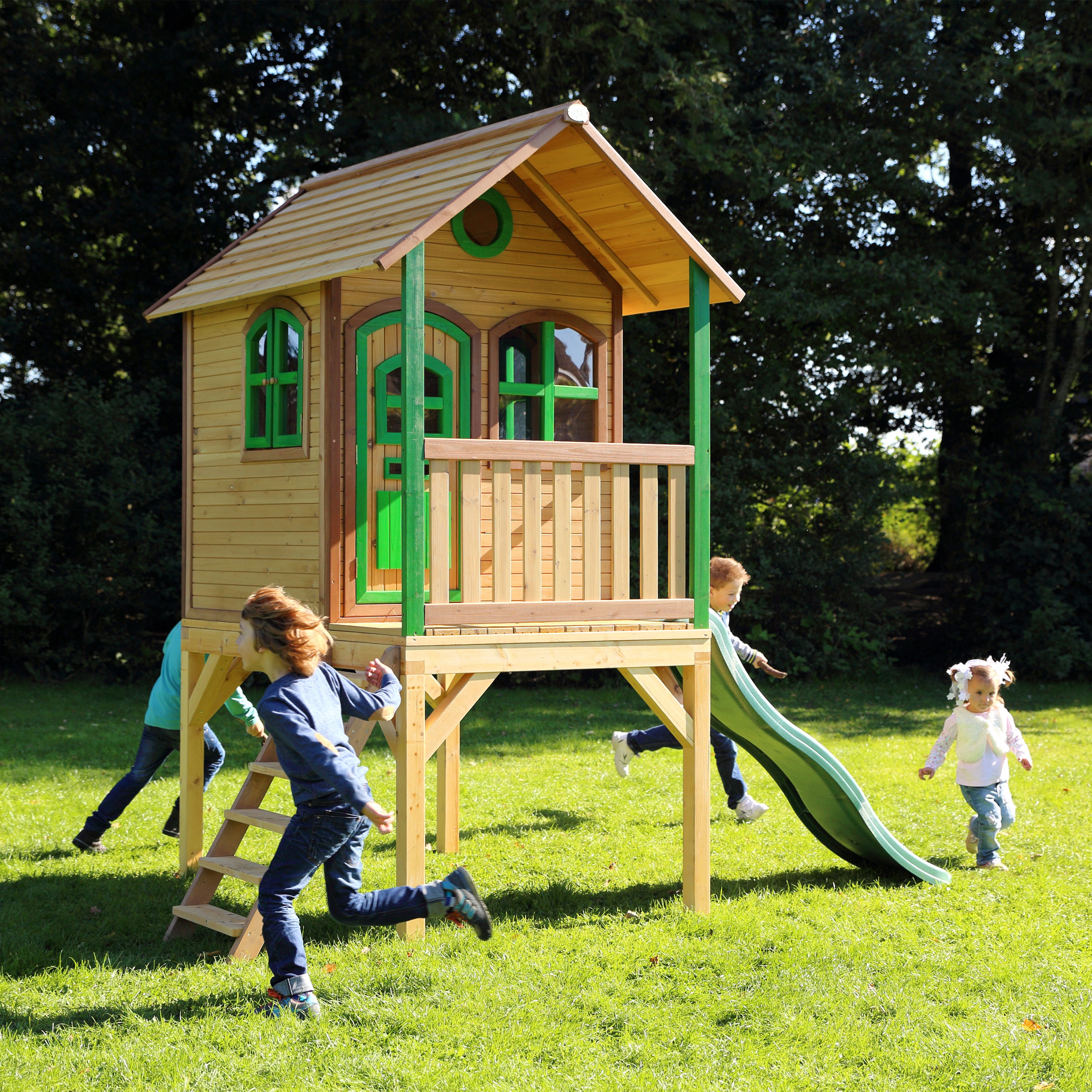 AXI Laura Playhouse Bruin/Groen incl groene glijbaan