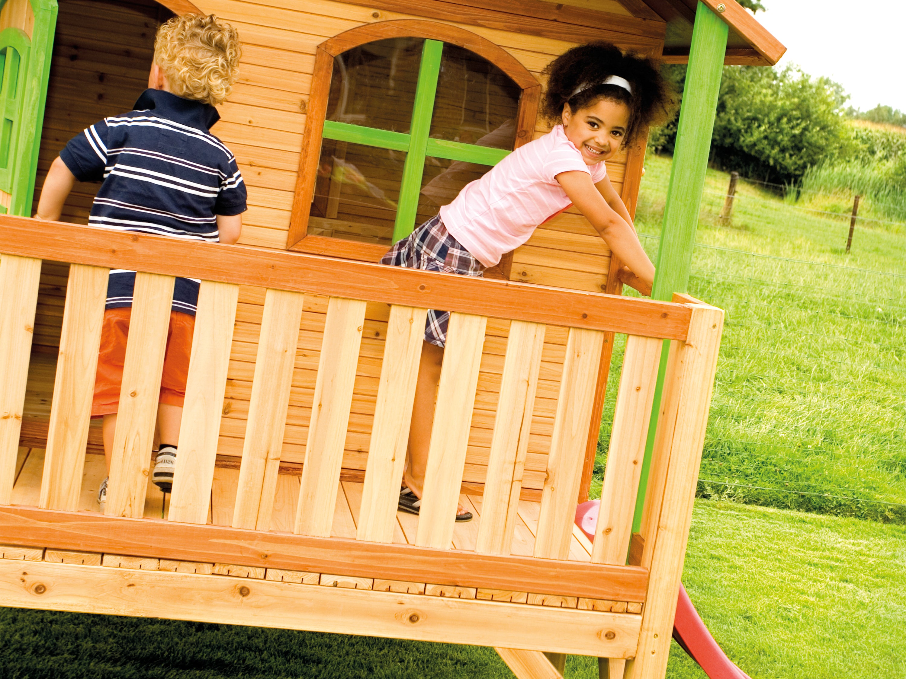 AXI Stef Playhouse Bruin/Groen incl rode glijbaan