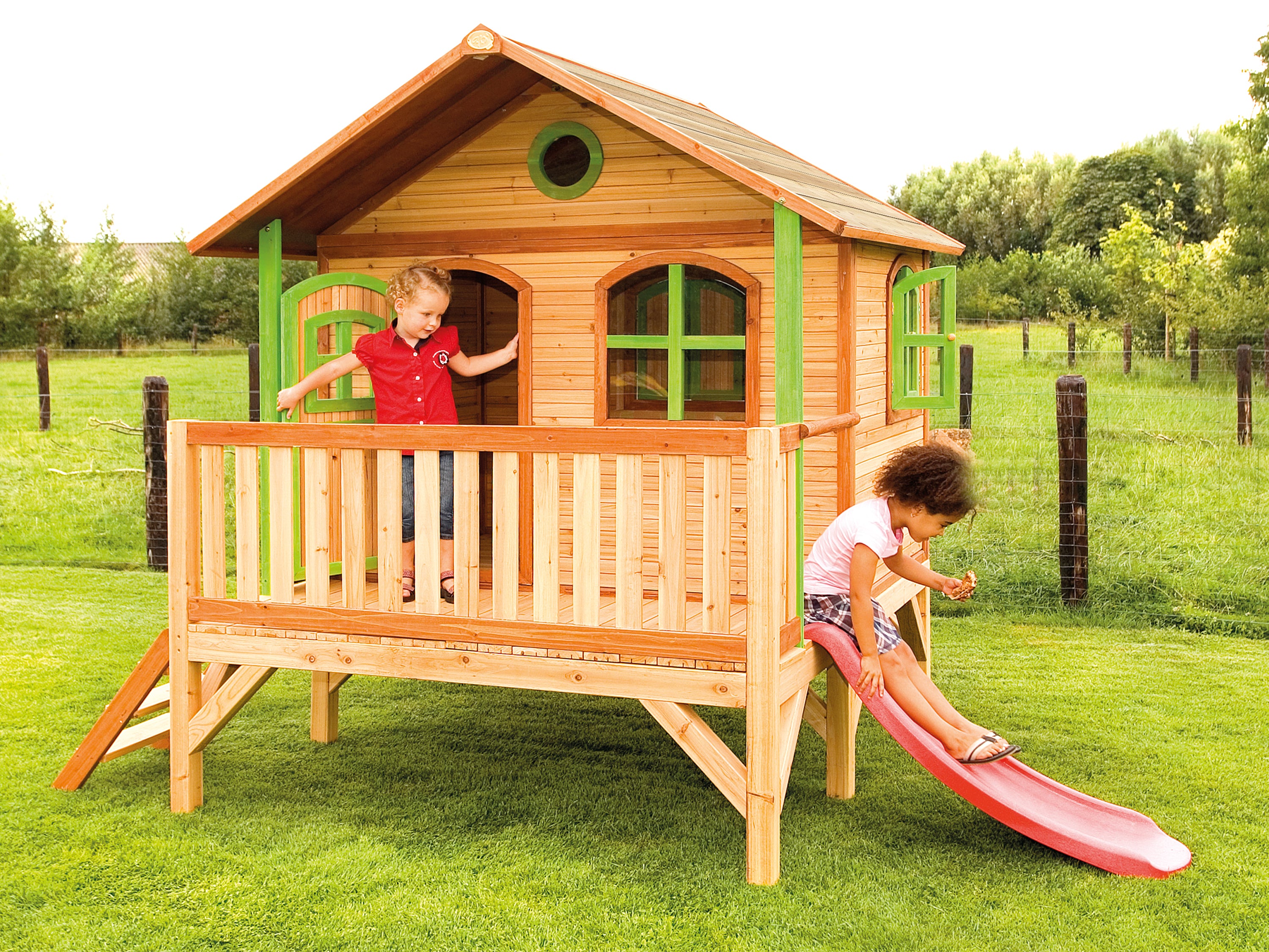 AXI Stef Playhouse Bruin/Groen incl rode glijbaan