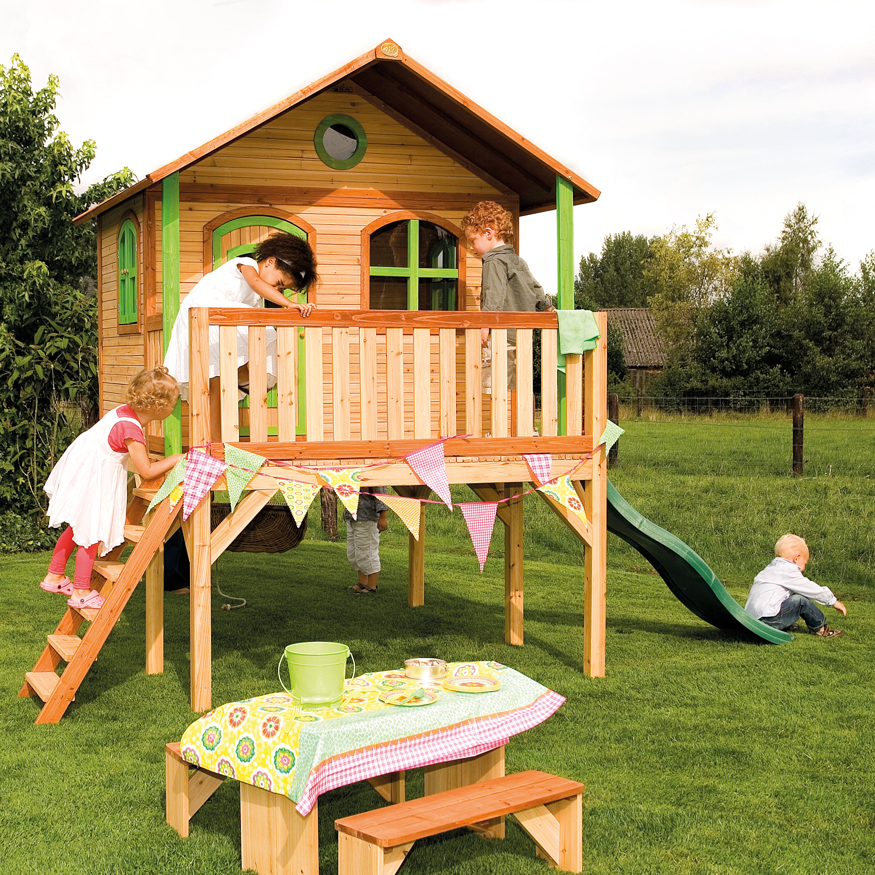 AXI Sophie Playhouse Bruin/Groen incl groene glijbaan