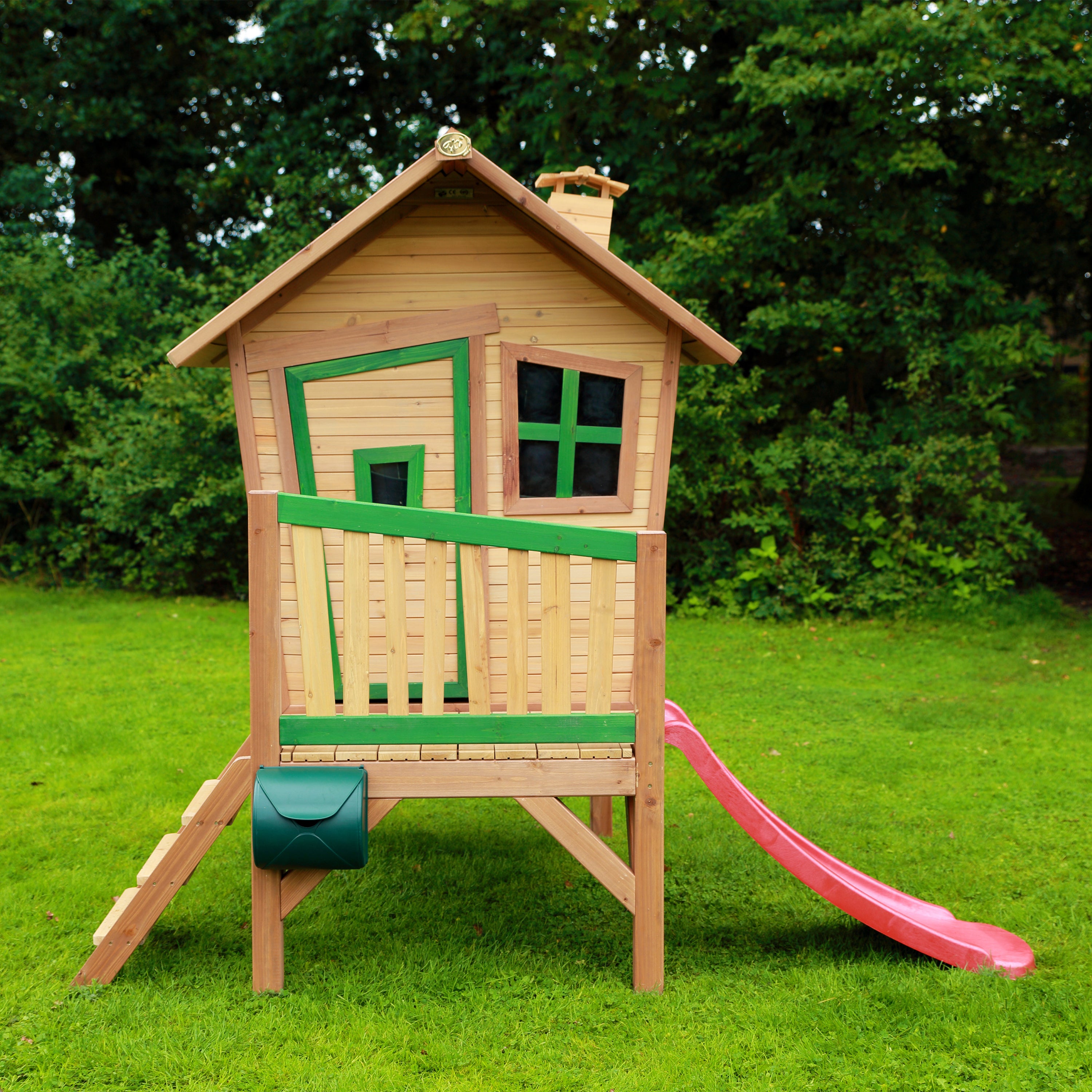 AXI Robin Playhouse Bruin/groen incl rode glijbaan