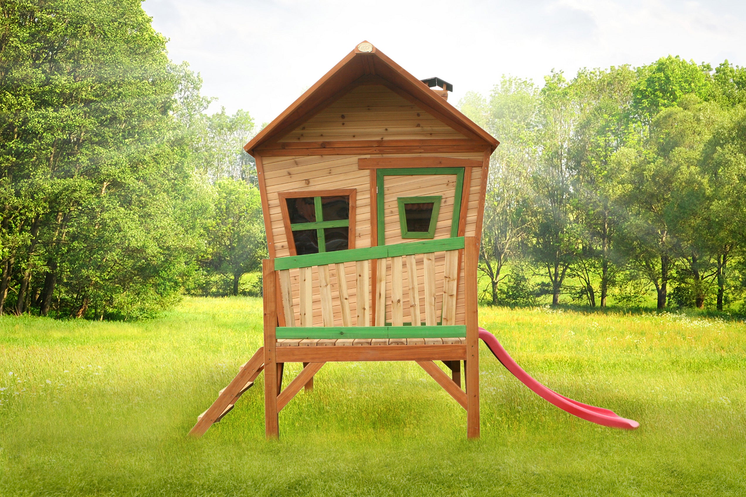 AXI Iris Playhouse Bruin/groen incl rode glijbaan