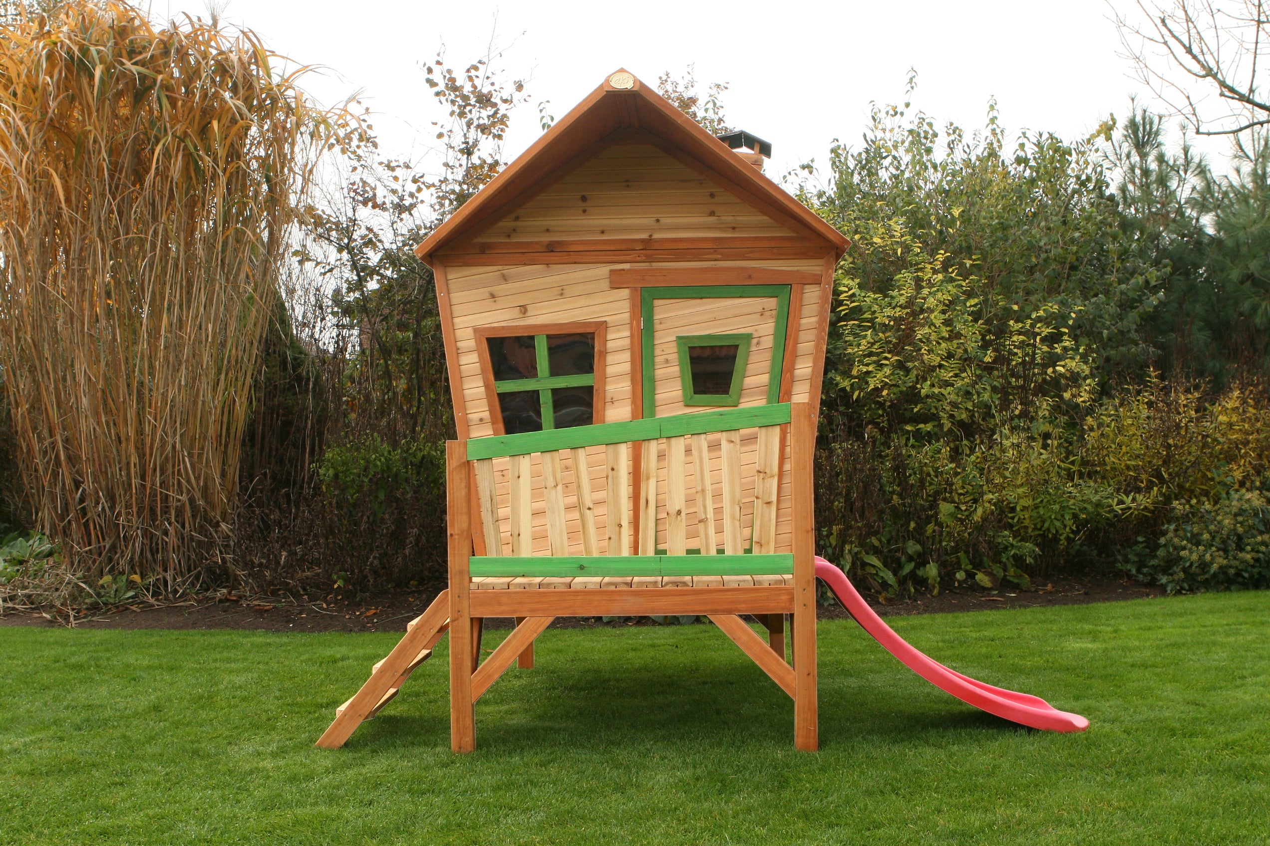 AXI Iris Playhouse Bruin/groen incl rode glijbaan