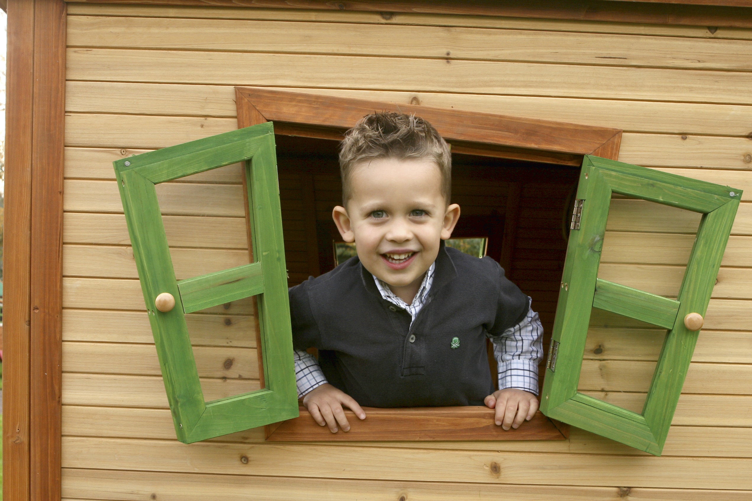 AXI Iris Playhouse Bruin/groen incl rode glijbaan