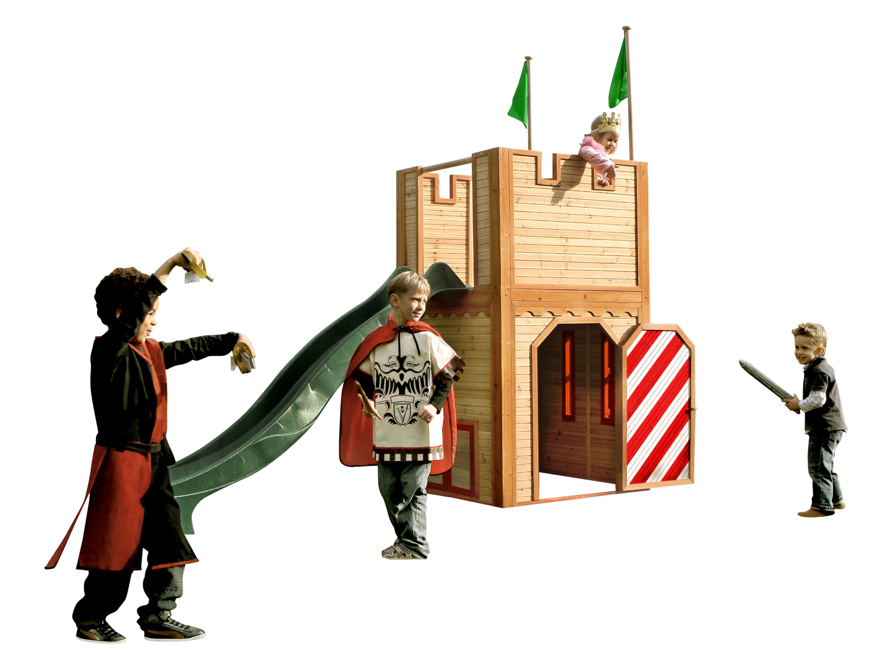 AXI Arthur Playhouse Bruin-rood incl groene glijbaan