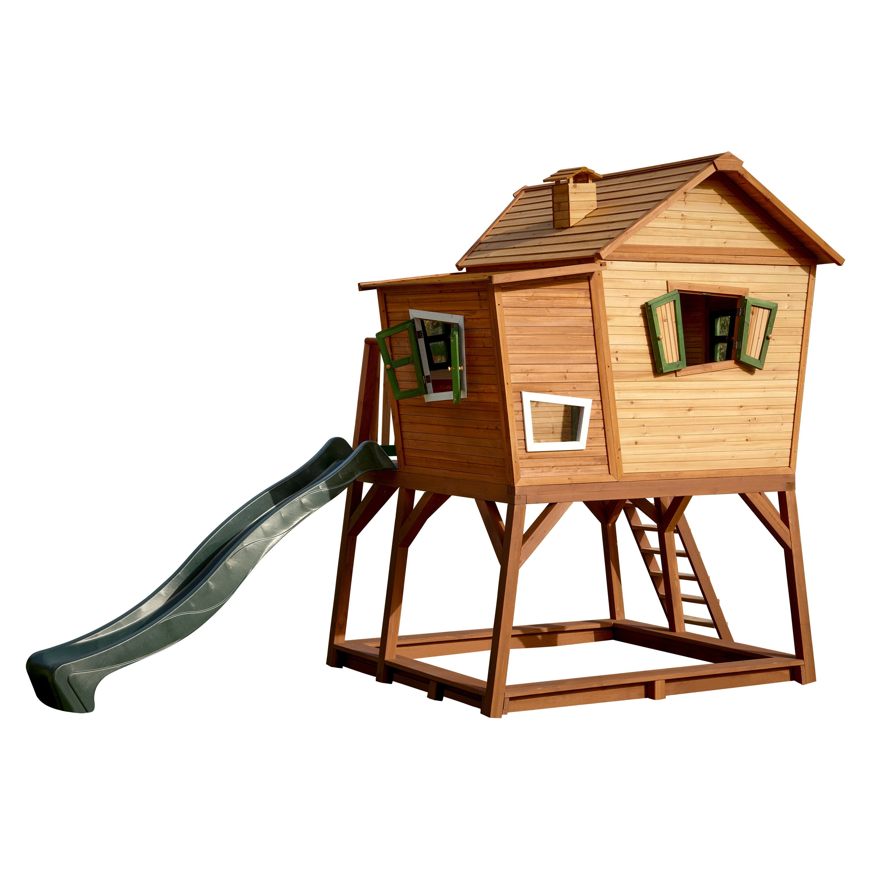 AXI Max Playhouse Bruin-Groen incl groene glijbaan