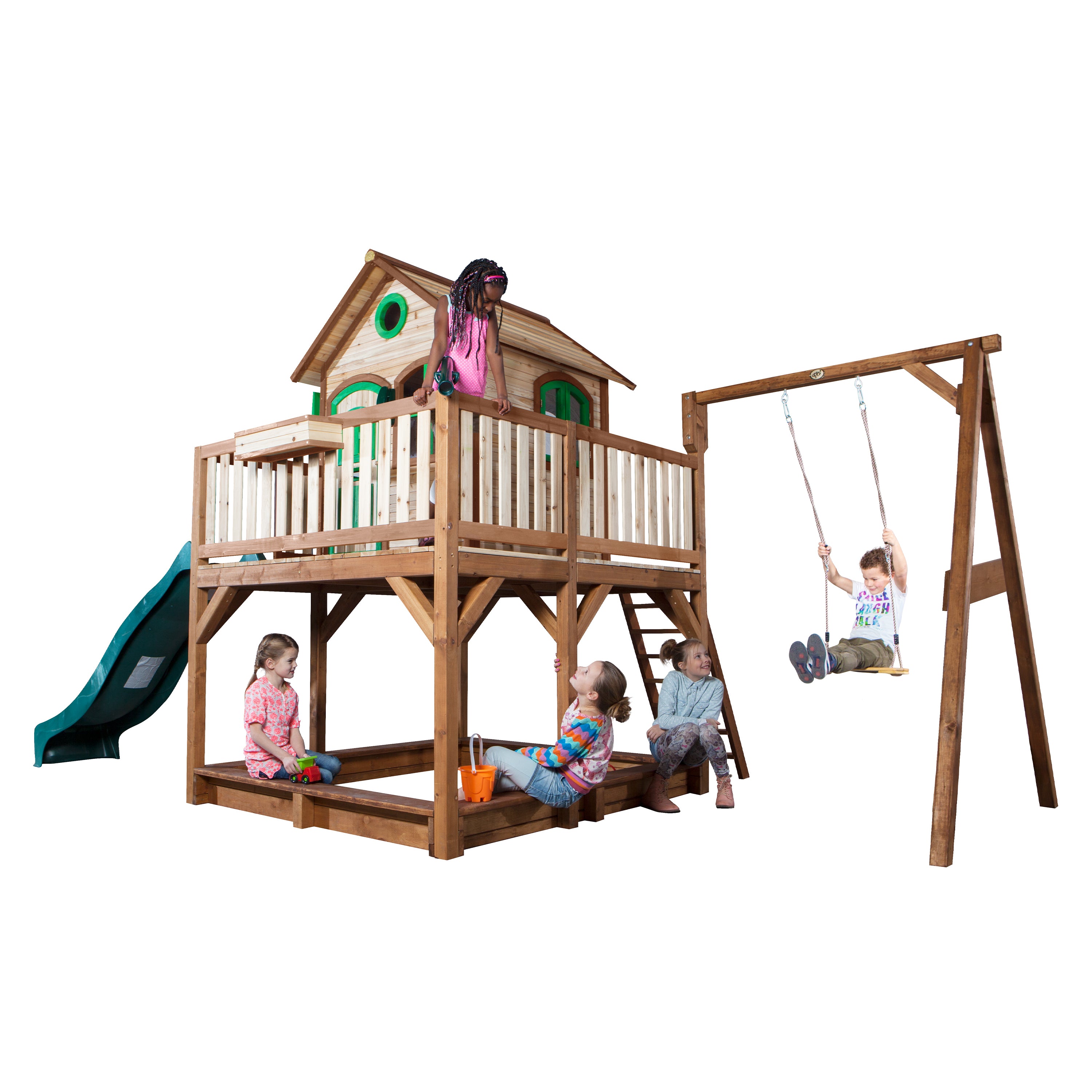 AXI Liam Playhouse Bruin/groen incl enkele schommel