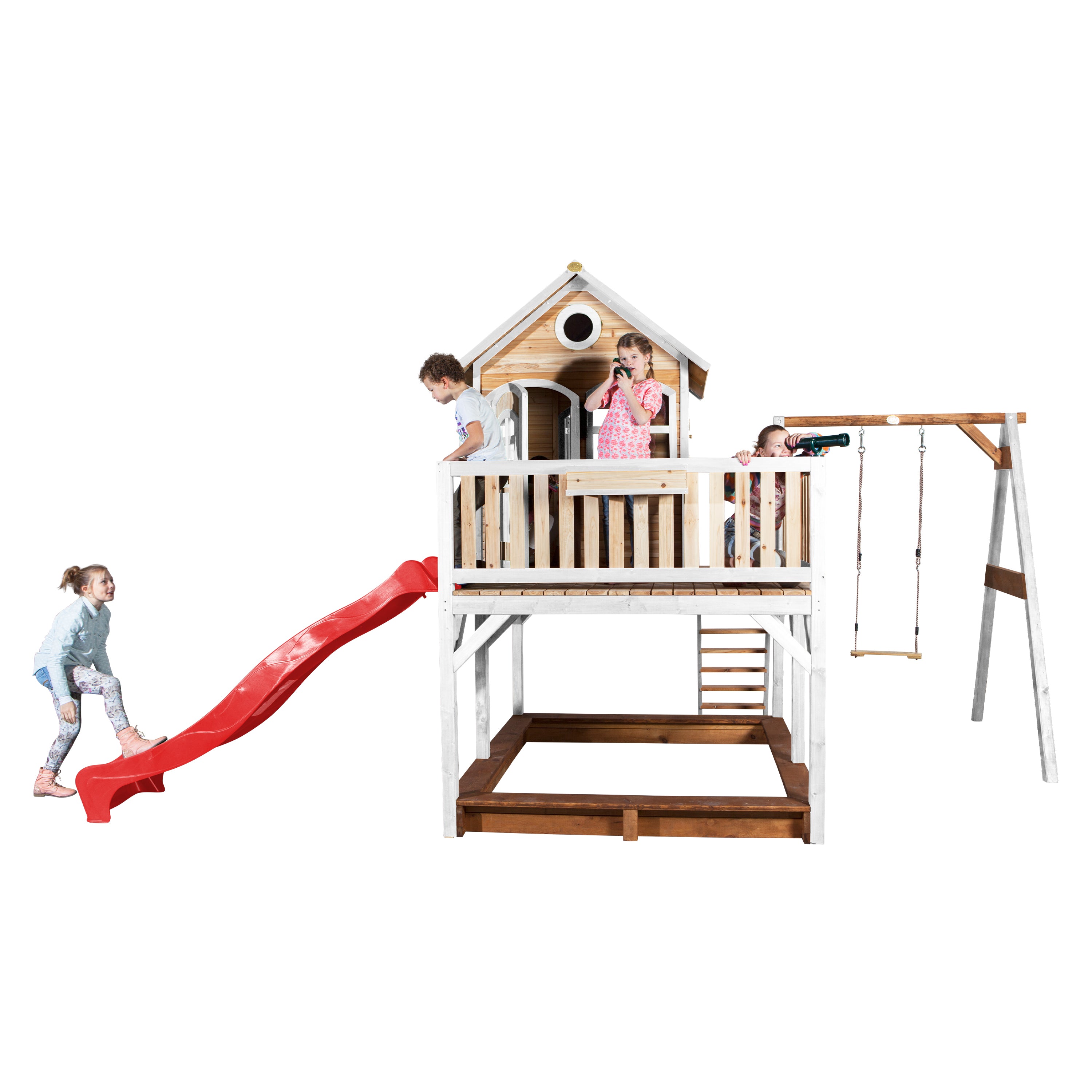 AXI Liam Playhouse Bruin/wit incl enkele schommel