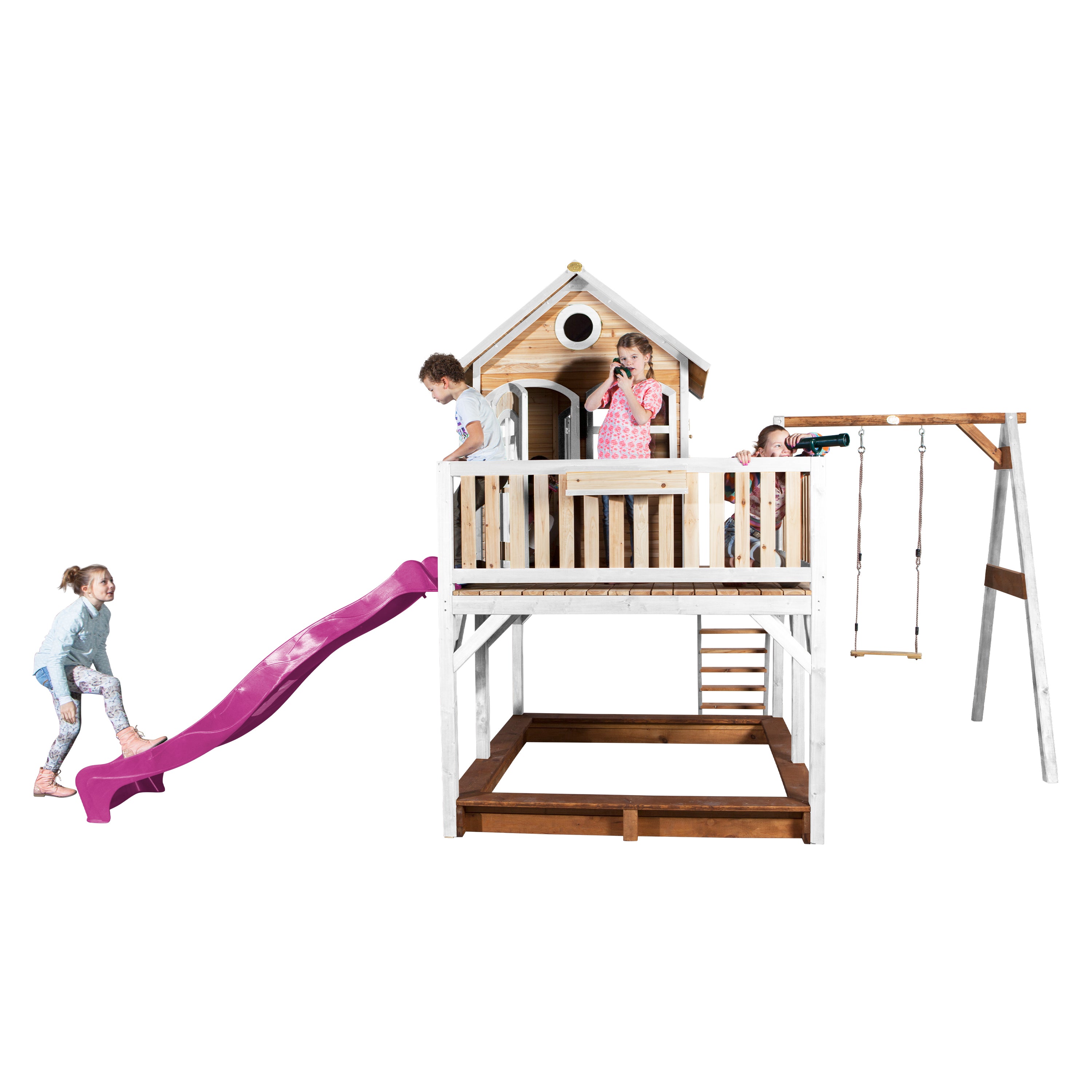 AXI Liam Playhouse Bruin/wit incl enkele schommel