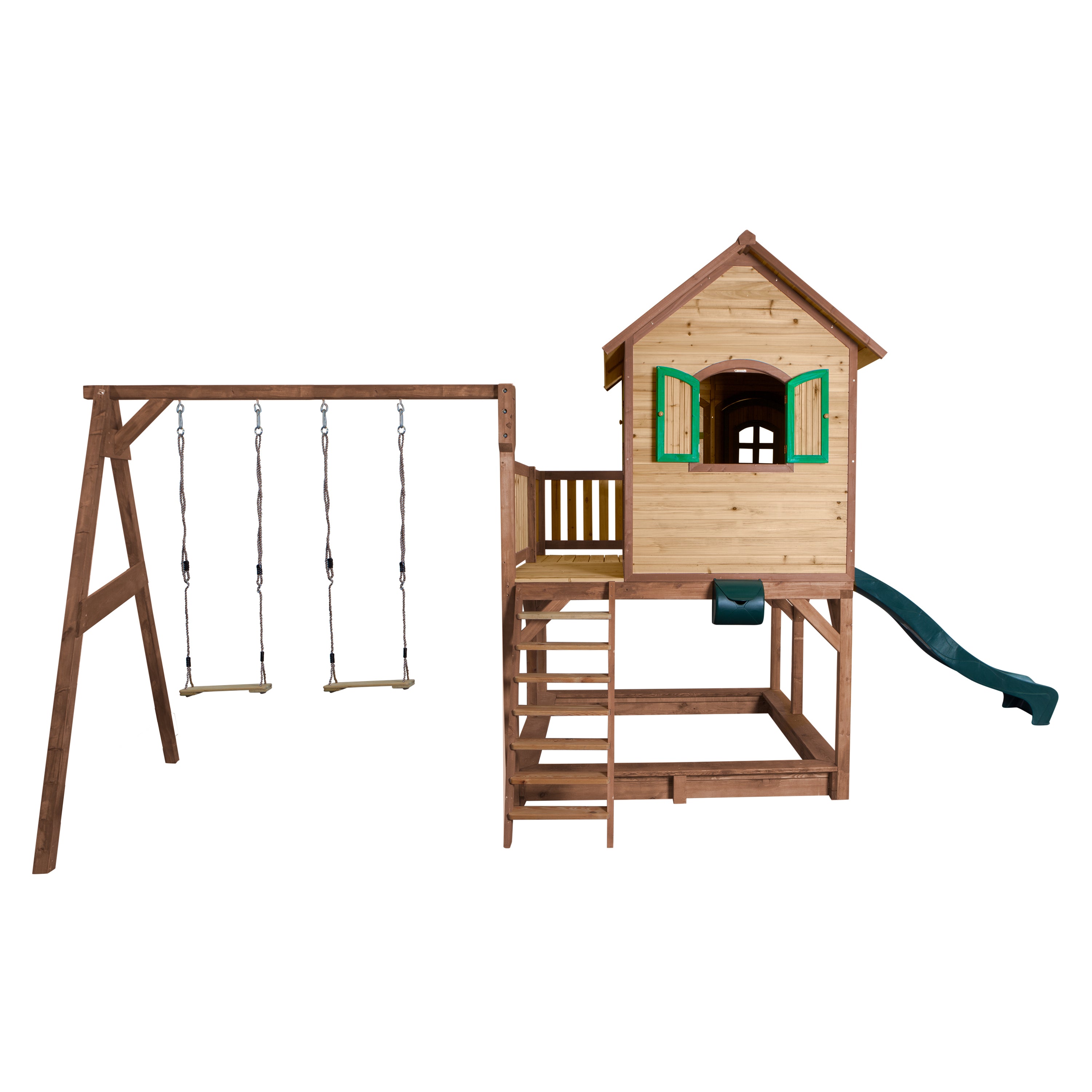 AXI Liam Playhouse Bruin/groen incl dubbele schommel
