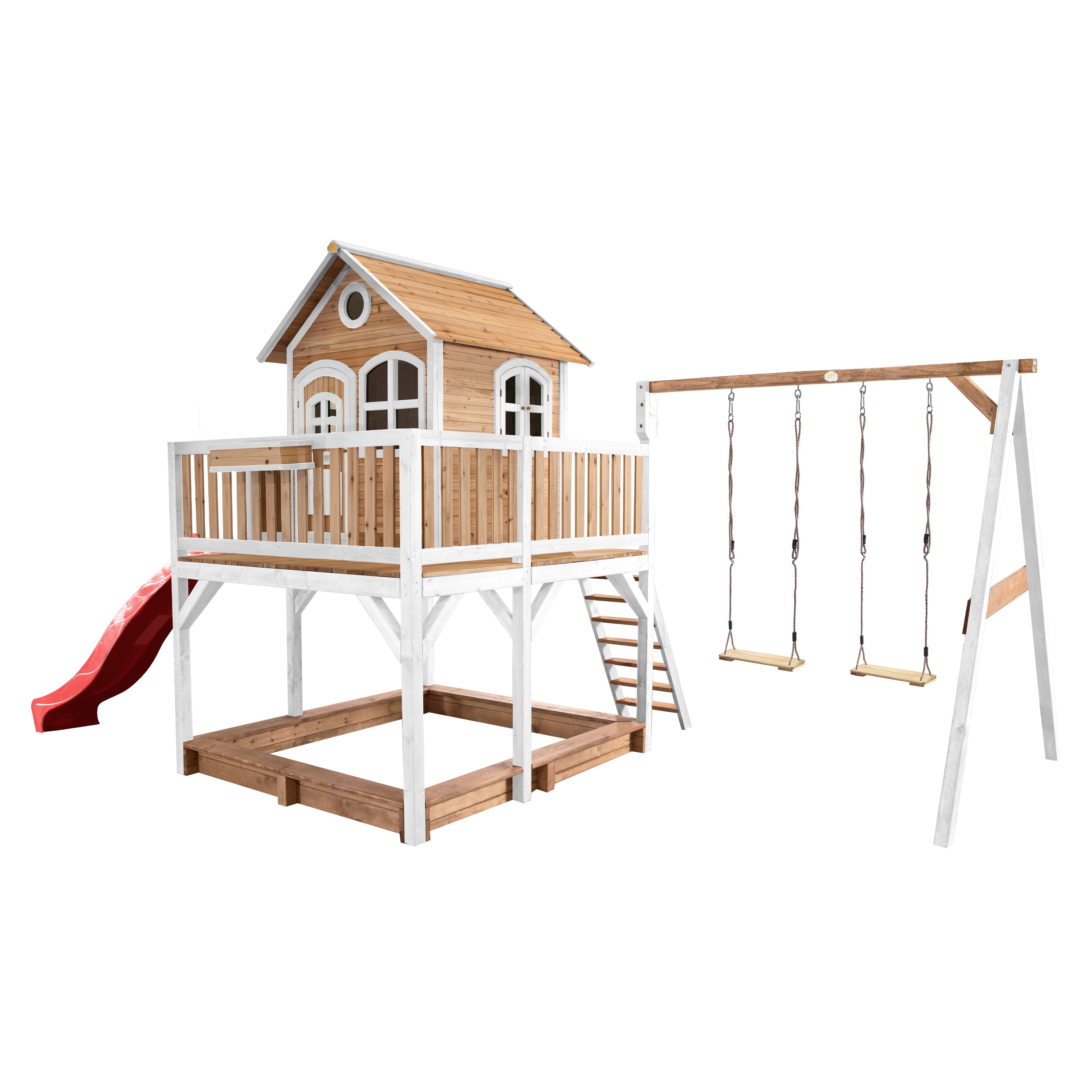 AXI Liam Playhouse Bruin/wit incl dubbele schommel