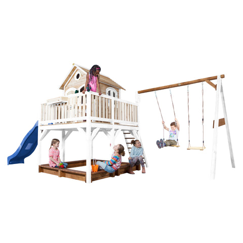 Image of AXI Liam Playhouse Bruin/wit incl dubbele schommel
