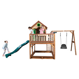 AXI Liam Playhouse met Roxy Nestschommel Bruin/groen incl Groene Glijbaan