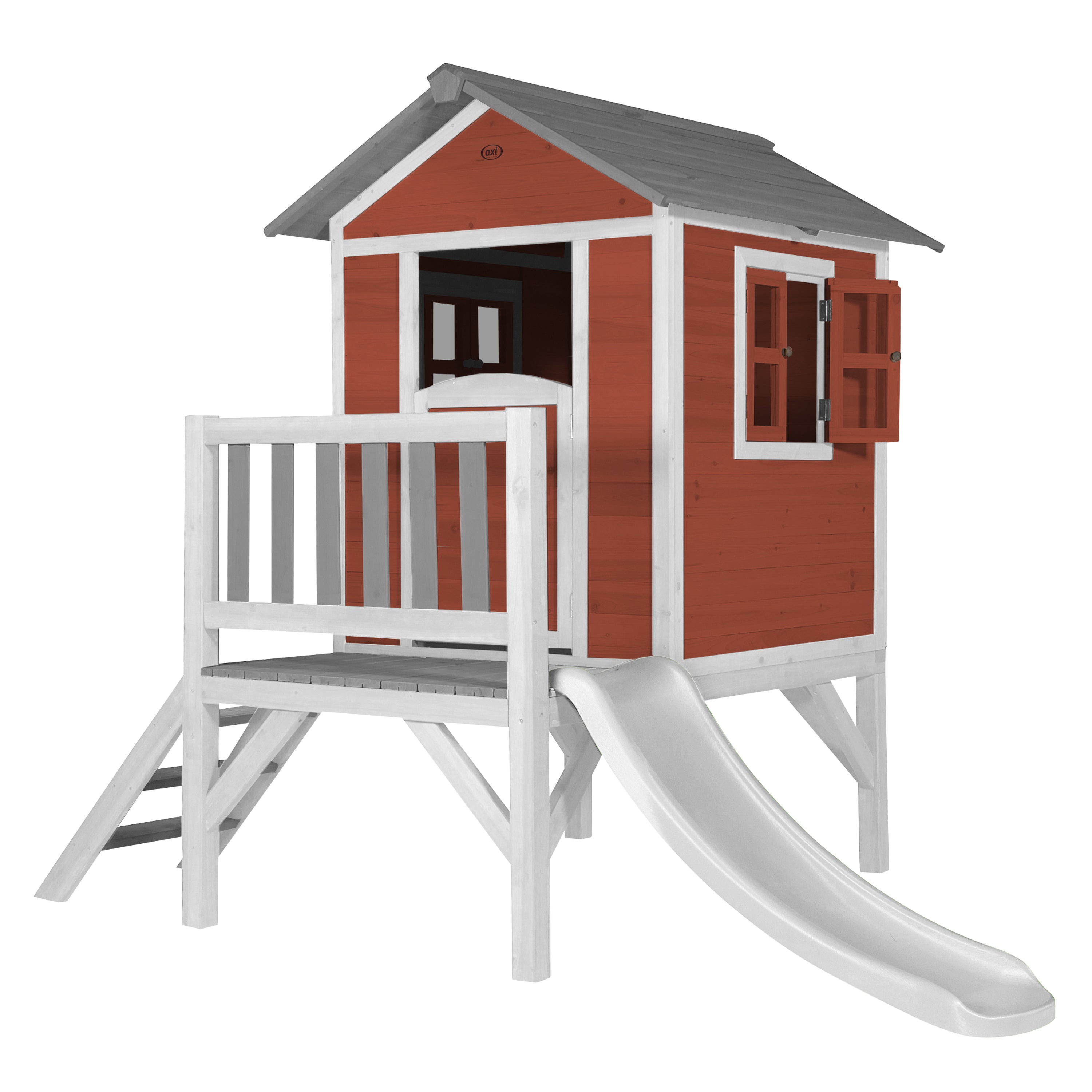 AXI Lodge XL Playhouse Scandinavisch rood inclusief witte glijbaan