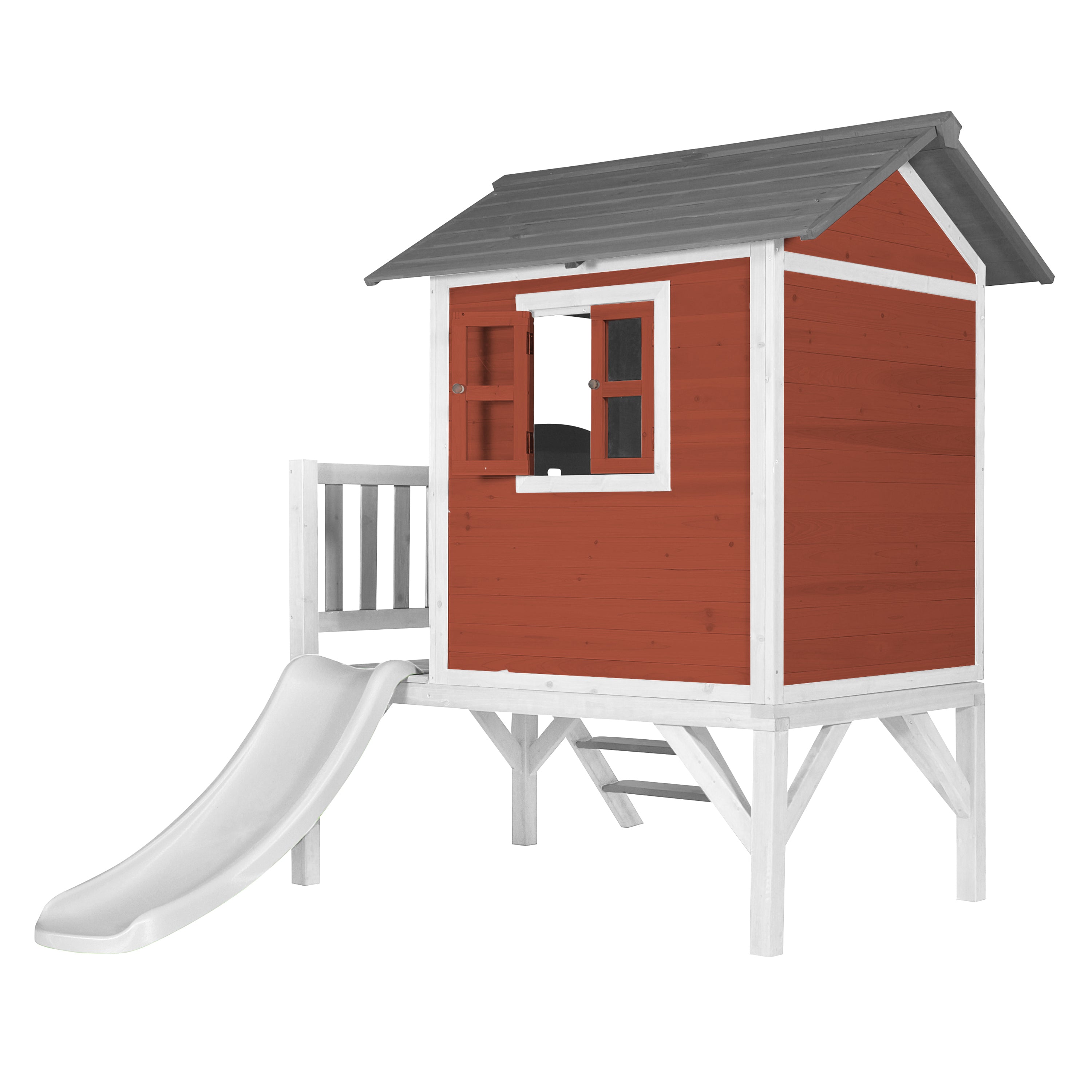 AXI Lodge XL Playhouse Scandinavisch rood inclusief witte glijbaan