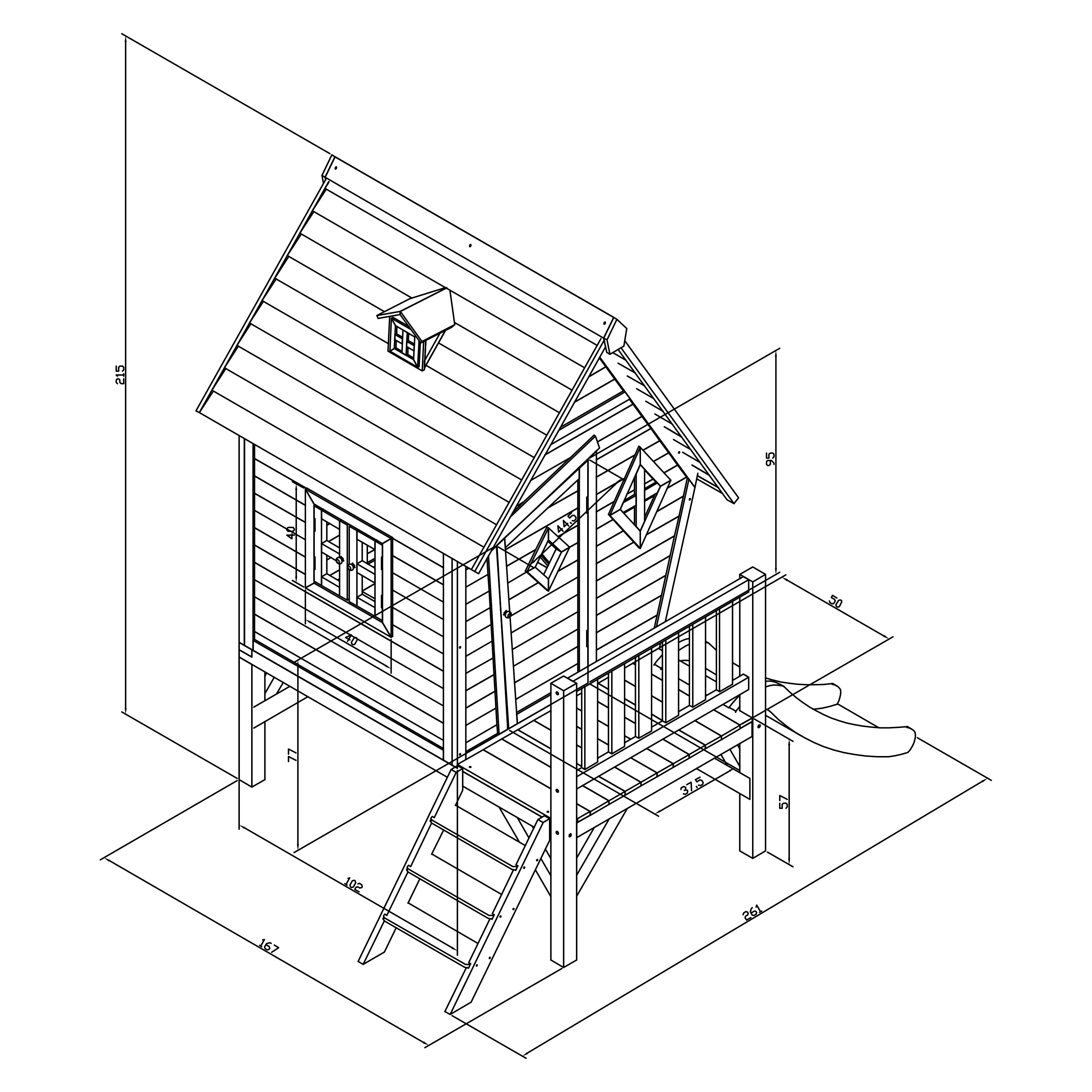 Sunny Cabin XL Playhouse Grijs/Wit