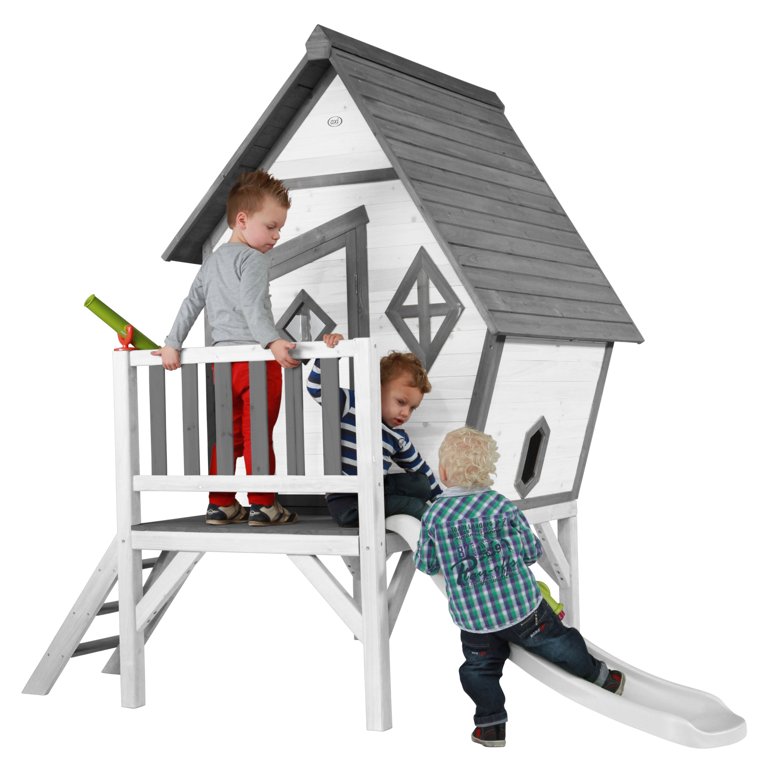 AXI Cabin XL Playhouse Grijs/Wit incl witte glijbaan