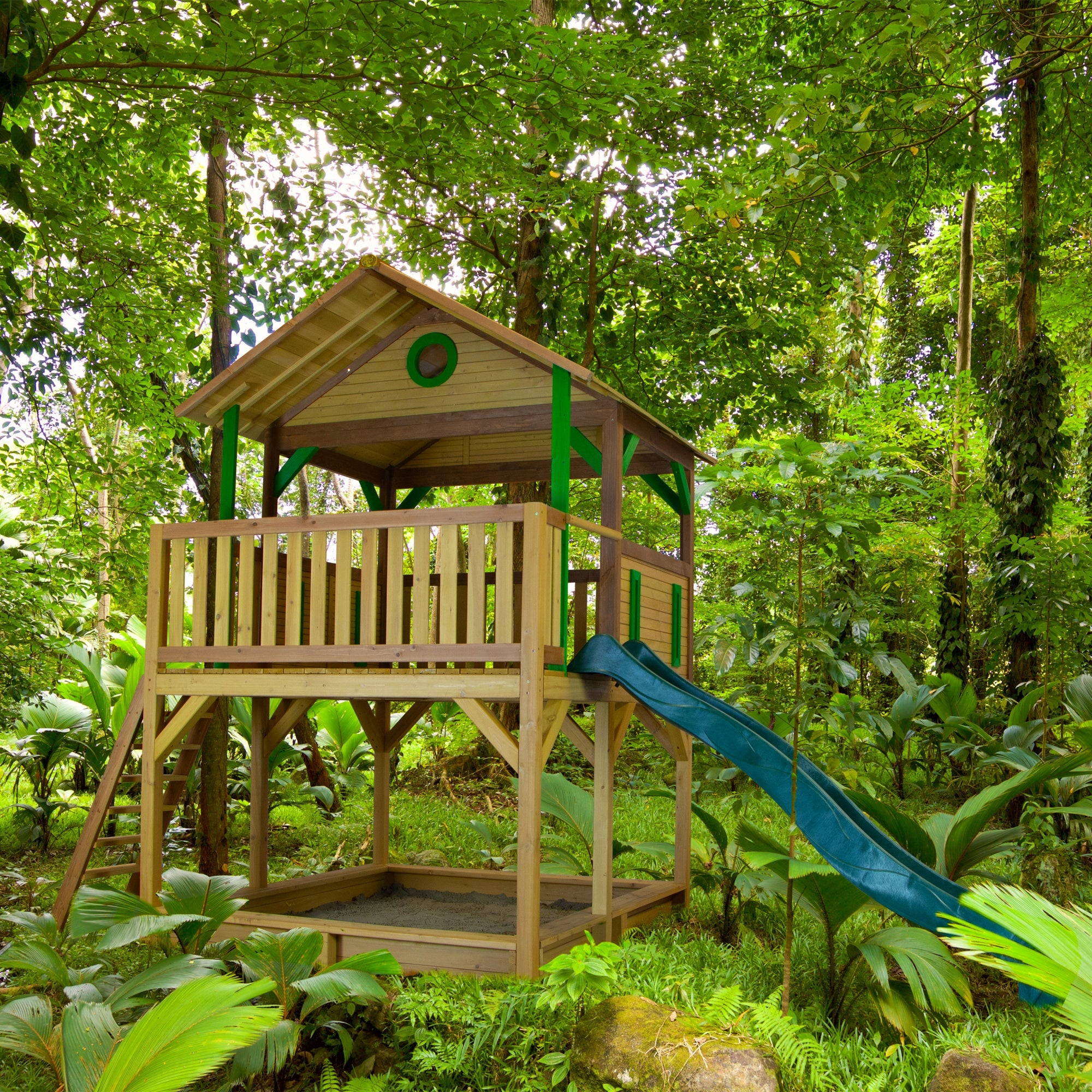 AXI Simba PlayTower Bruin/groen incl groene glijbaan