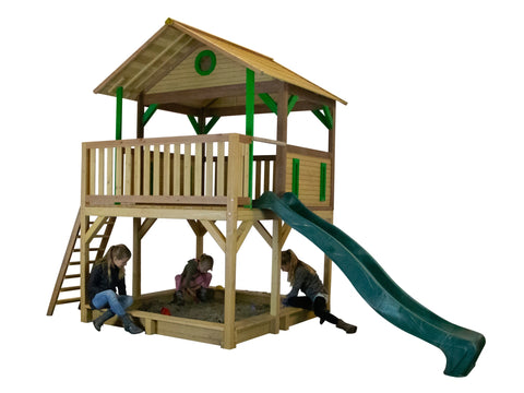 Image of AXI Simba PlayTower Bruin/groen incl groene glijbaan